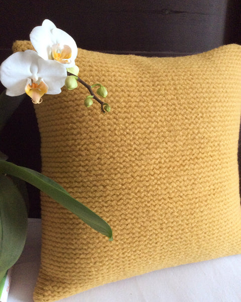 Upcycled Sweater Pillow in Mustard Wool
